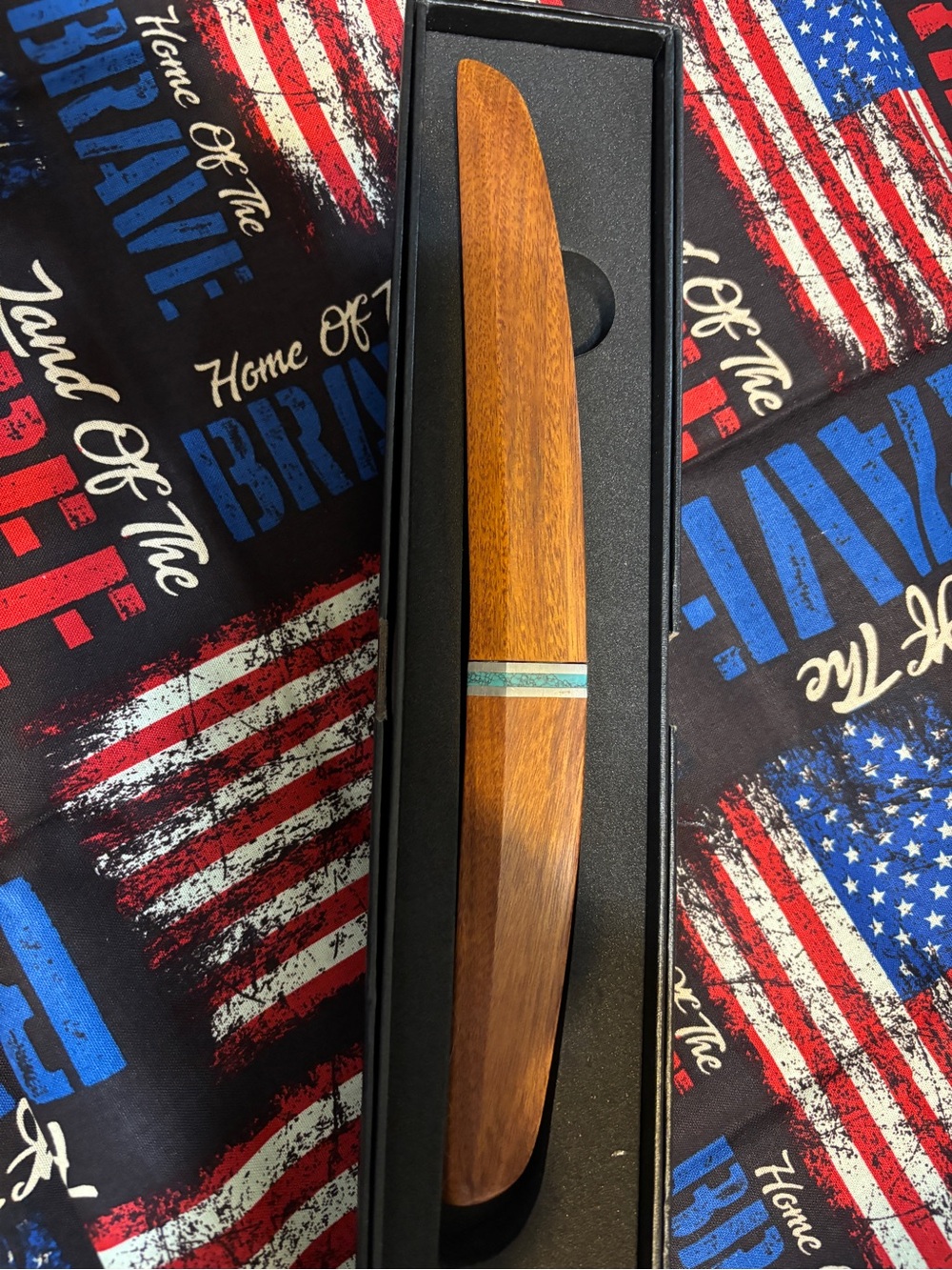 Handcrafted Wooden Samuria  Knife with Turquoise Inlay and Fine Wood Sheath